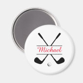 Zwarte en rode stijlvolle Logo en naam Golf Player Magneet (Voorkant / Achterkant)