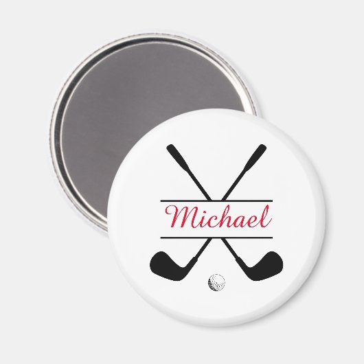 Zwarte en rode stijlvolle Logo en naam Golf Player Magneet (Voorkant / Achterkant)