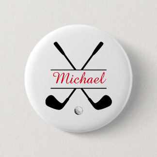 Zwarte en rode stijlvolle Logo en naam Golf Player Ronde Button 5,7 Cm