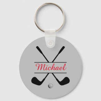 Zwarte en rode stijlvolle Logo en naam Golf Player Sleutelhanger