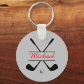 Zwarte en rode stijlvolle Logo en naam Golf Player Sleutelhanger (Voorkant)