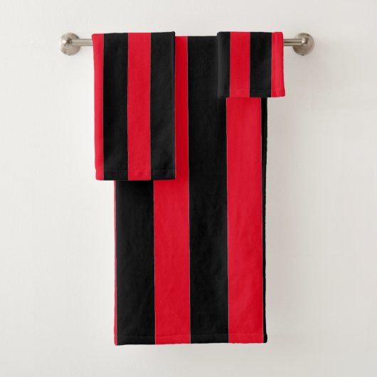 Zwarte en rode strepen bad handdoek (Insitu)