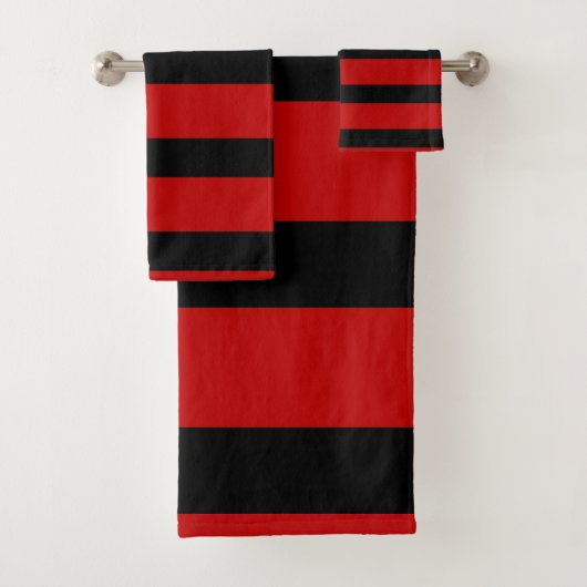 Zwarte en rode strepen bad handdoek (Insitu)