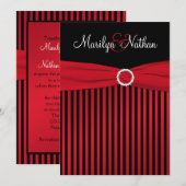 Zwarte en rode strepen met White Wedding Invite Kaart (Voorkant / Achterkant)