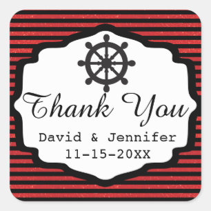 Zwarte en rode strepen   Nautisch Vierkante Sticker