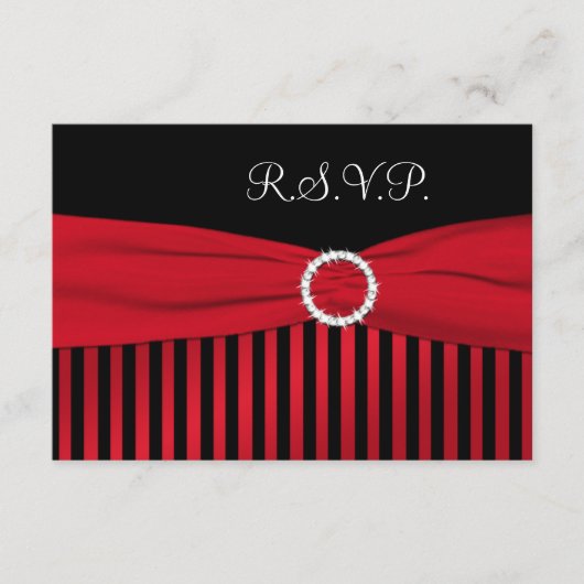 Zwarte en rode stripkaart RSVP kaartje (Voorkant)