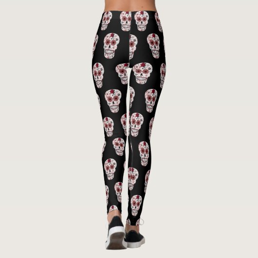 Zwarte en rode suikerriet leggings (Achterkant)