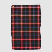Zwarte en Rode Tartan Patroon Golfer's Handdoek (Voorkant)