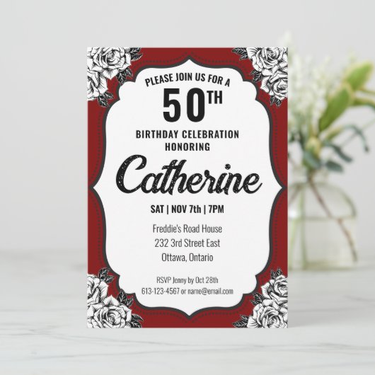 Zwarte en rode Tattoos verjaardag Kaart (Staand voorkant)