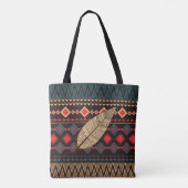 Zwarte en rode tribale patroonhandtas tote bag (Achterkant)