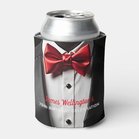 Zwarte en rode Tuxedo verjaardagsfeest Blikjeskoeler (Blikje Voorkant)