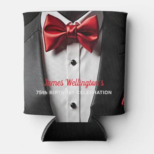 Zwarte en rode Tuxedo verjaardagsfeest Blikjeskoeler (Voorkant)