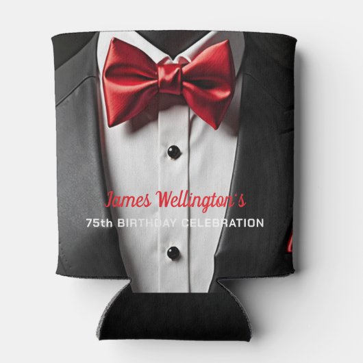 Zwarte en rode Tuxedo verjaardagsfeest Blikjeskoeler (Achterkant)