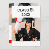 Zwarte en rode typografie foto uitnodiging chic (Voorkant / Achterkant)