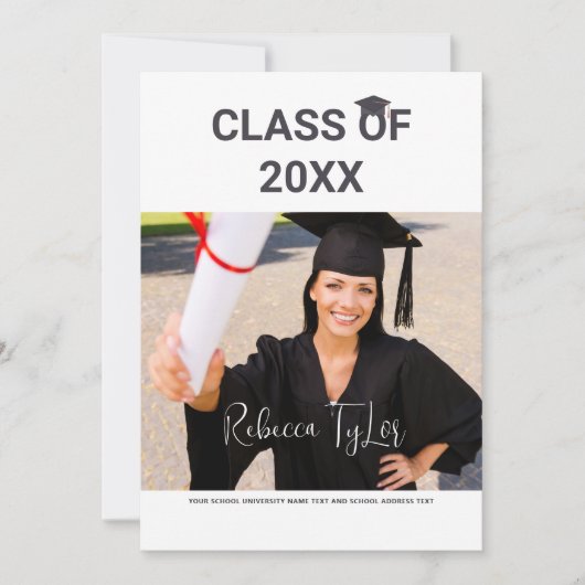 Zwarte en rode typografie foto uitnodiging met sti (Voorkant)