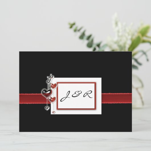 Zwarte en rode uitnodiging (Staand voorkant)