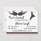 Zwarte en rode undies doucheuitnodiging kaart (Voorkant)