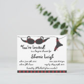 Zwarte en rode undies doucheuitnodiging kaart (Staand voorkant)