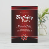 Zwarte en Rode verjaardag Kaart (Staand voorkant)