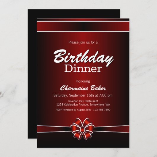 Zwarte en Rode verjaardag Kaart (Voorkant / Achterkant)