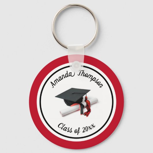 Zwarte en rode verloopdop en tassel sleutelhanger (Voorkant)