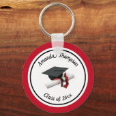 Zwarte en rode verloopdop en tassel sleutelhanger (Voorkant)