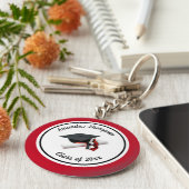 Zwarte en rode verloopdop en tassel sleutelhanger (Zijkant)