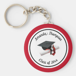 Zwarte en rode verloopdop en tassel sleutelhanger