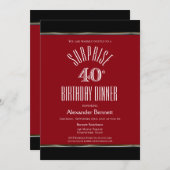 Zwarte en rode verrassingen 40e geboortedag kaart (Voorkant / Achterkant)