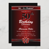 Zwarte en rode verrassingen 50e verjaardag in het  kaart (Voorkant / Achterkant)