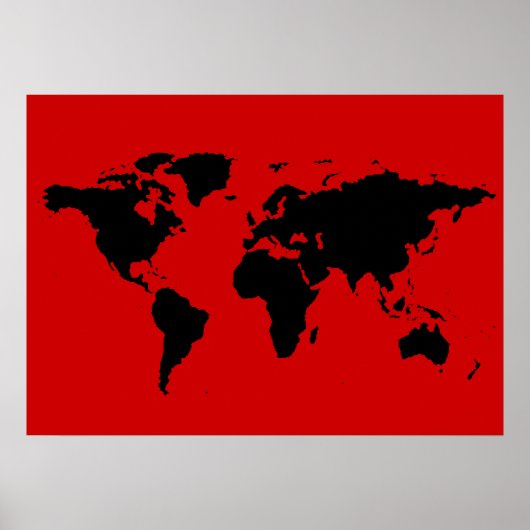 zwarte en rode wereldkaart poster (Voorkant)