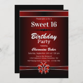 Zwarte en Rode zoete 16-jarige partij Kaart (Voorkant / Achterkant)