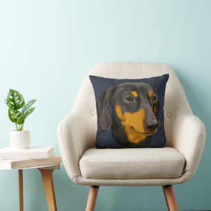 Zwarte en roestkleurige Dachshund-hond Kussen