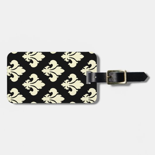 Zwarte en roomvloour de lis bagagelabel (Voorkant horizontaal)