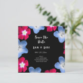 Zwarte en roos bloem save the date (Staand voorkant)