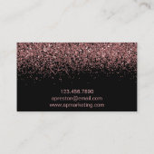 Zwarte en Roos Gold Glitter-Visitekaartjes Visitekaartje (Achterkant)