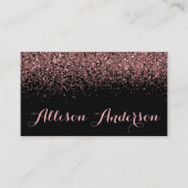 Zwarte en Roos Gold Glitter-Visitekaartjes Visitekaartje (Voorkant)