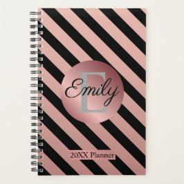 Zwarte en Roos Gold Stripe 20XX-planner Planner