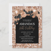 Zwarte en Roos gouden ballonArch Birthday Kaart (Voorkant)