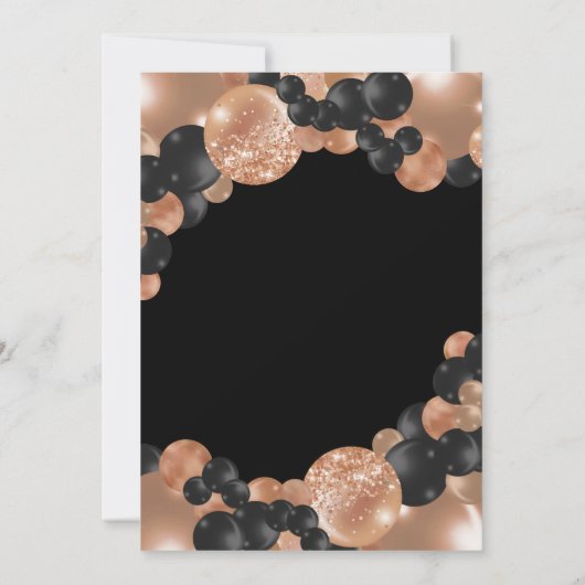 Zwarte en Roos gouden ballonArch Birthday Kaart (Achterkant)