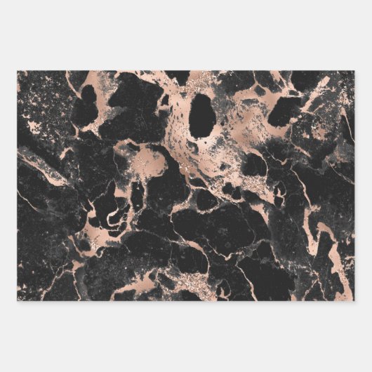 Zwarte en Roos goudmarmer Inpakpapier Vel (Voorkant 3)