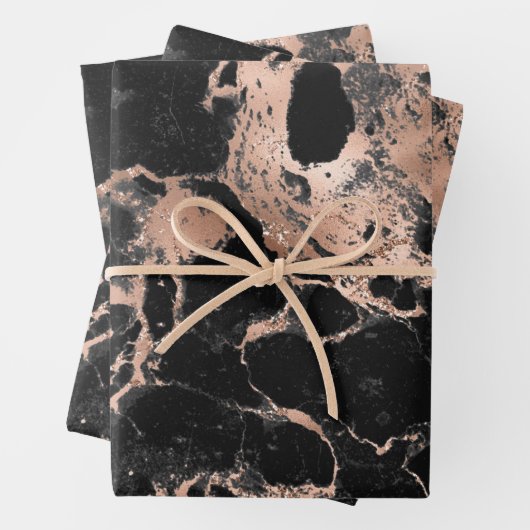 Zwarte en Roos goudmarmer Inpakpapier Vel (In situ)