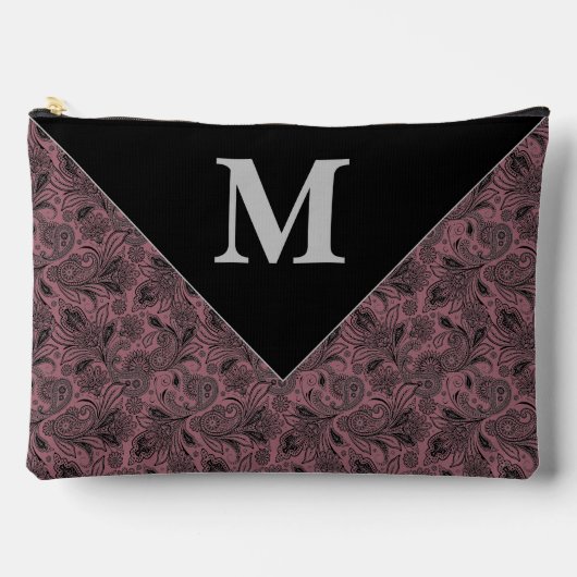 Zwarte en roos goudpaisleymonogram etui (Voorkant)