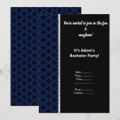 ZWARTE EN ROYALE BLAUWE PATROON BACHELOR PARTIJ IN KAART (Voorkant / Achterkant)