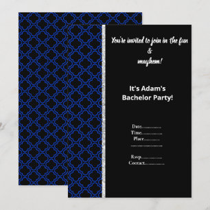 ZWARTE EN ROYALE BLAUWE PATROON BACHELOR PARTIJ IN KAART