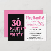 Zwarte en roze 30e verjaardag kaart (Voorkant / Achterkant)