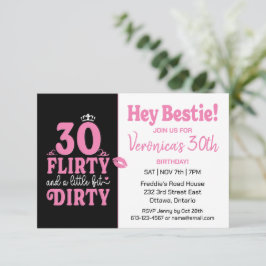 Zwarte en roze 30e verjaardag kaart