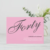 Zwarte en roze 40e verjaardag kaart (Staand voorkant)