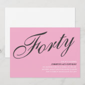 Zwarte en roze 40e verjaardag kaart (Voorkant / Achterkant)