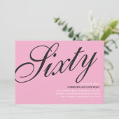 Zwarte en Roze 60ste verjaardag Kaart (Staand voorkant)